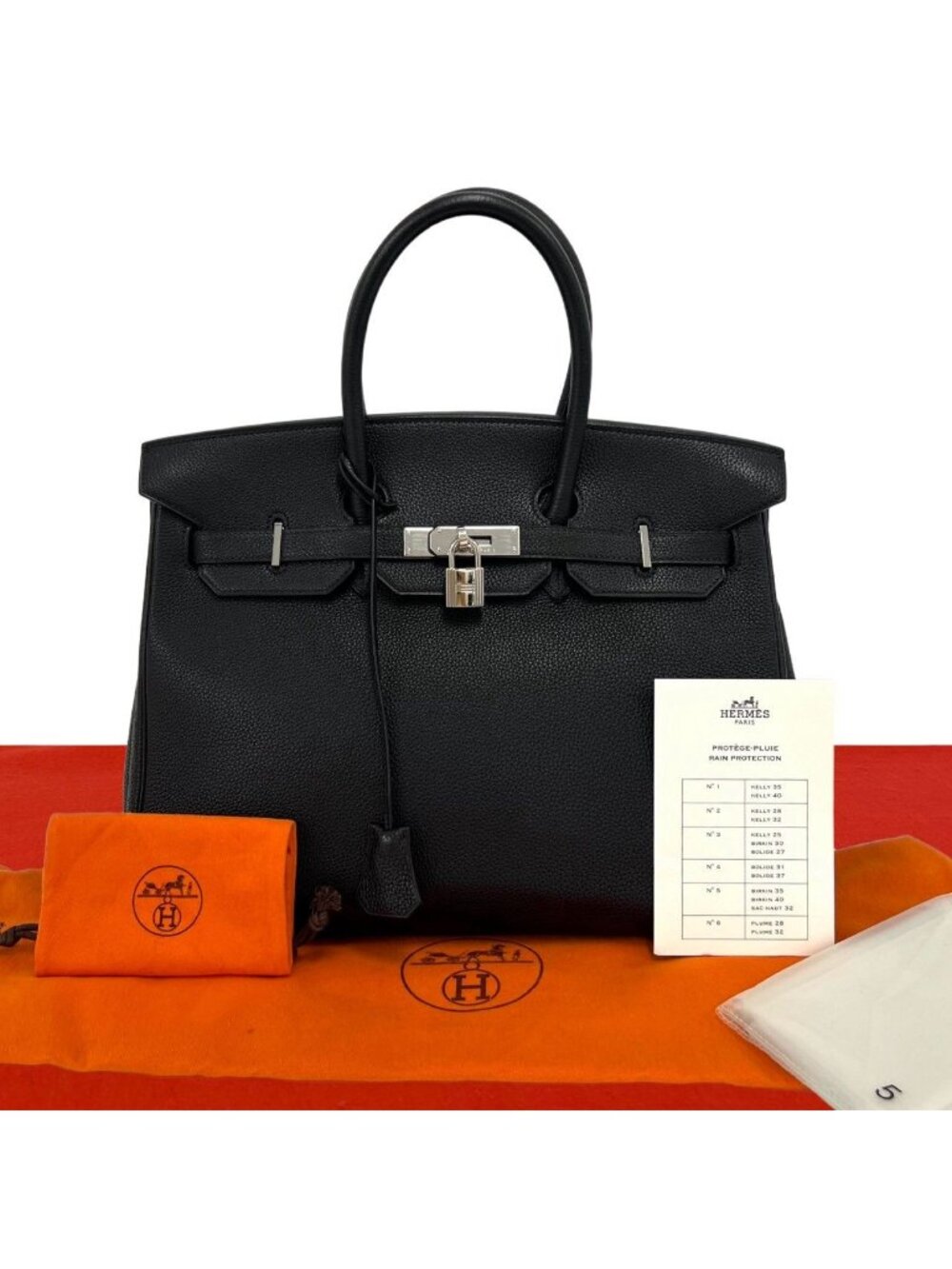 Hermes with Key Birkin 35 Togo Leather Tote Bag Black
